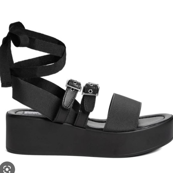 Steve Madden black sandal platform heel - Picture 1 of 2